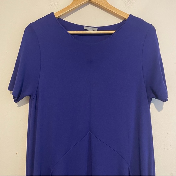 COS Blue Short Sleeve Pocket Midi Dress Size M Minimalist Preppy Lightweight - Picture 4 of 8